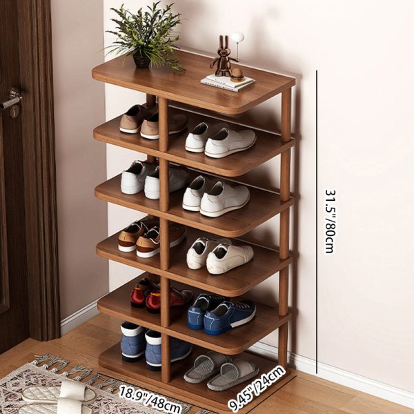 Modern Minimalist Rectangular Cylinder PVC Wood Shoe Storage 6/7 Tier For Entryways - Image 4