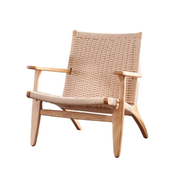 Traditional Chinese Rectangle Kraft Rope Wood Accent Chair Backrest Arm For Living Room - Image 13