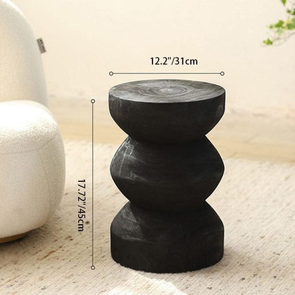 Traditional Vintage Round Column Wood End Table For Bedside - Image 7