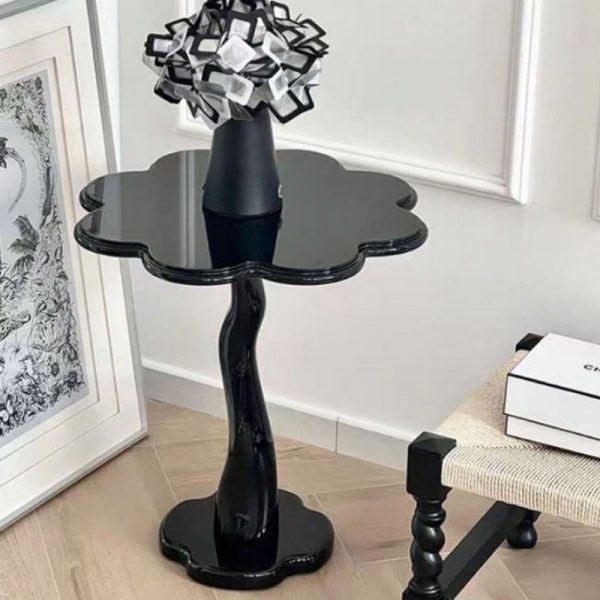 Contemporary Scandinavian Petal Flower Glass Stainless Steel End Table 1-Tier For Living Room - Image 16