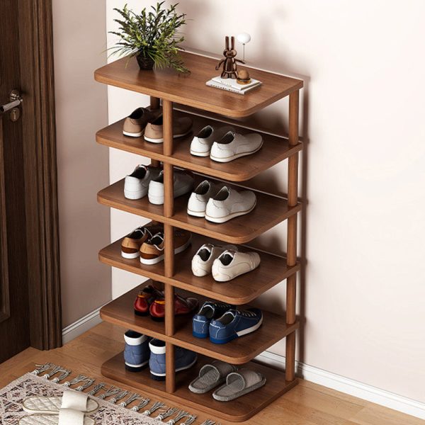 Modern Minimalist Rectangular Cylinder PVC Wood Shoe Storage 6/7 Tier For Entryways - Image 11