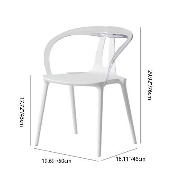 Modern Minimalist Curve Frame Plastic Dining Chair Backrest Armrest For Dining Room - Image 4