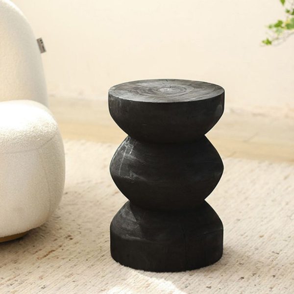 Traditional Vintage Round Column Wood End Table For Bedside - Image 18