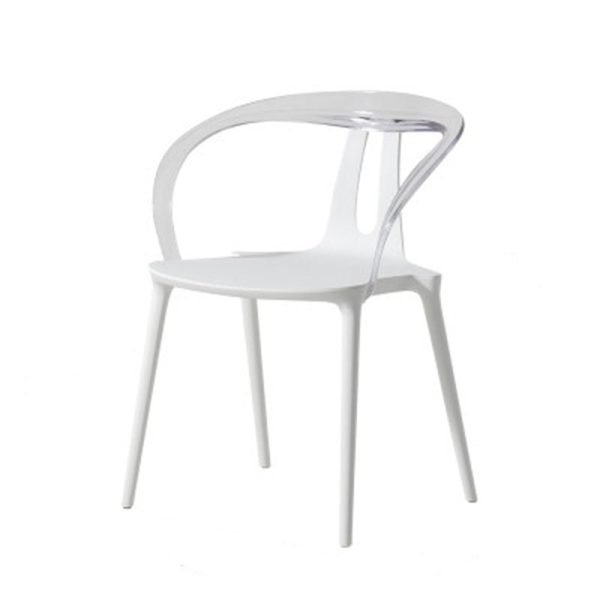 Modern Minimalist Curve Frame Plastic Dining Chair Backrest Armrest For Dining Room - Image 15