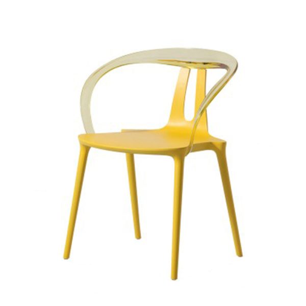 Modern Minimalist Curve Frame Plastic Dining Chair Backrest Armrest For Dining Room - Image 16