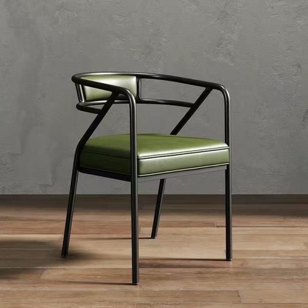 Contemporary Industrial Square Upholstered Suede Fabric Leather Iron Dining Chair Curved Backrest Armrest for Dining Room - Image 18