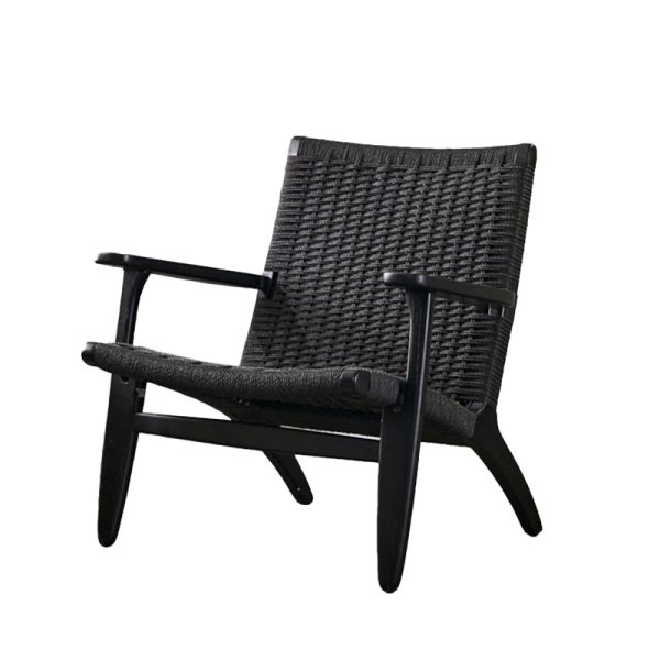 Traditional Chinese Rectangle Kraft Rope Wood Accent Chair Backrest Arm For Living Room - Image 15