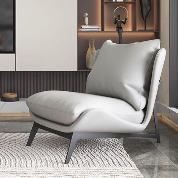 Contemporary Scandinavian Leather Velvet Cotton Latex Carbon Steel Square Accent Chair Backrest Footrest For Living Room - Image 15