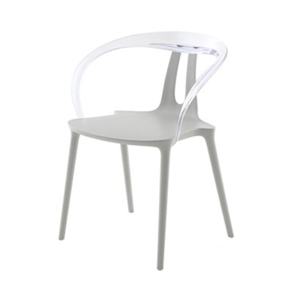 Modern Minimalist Curve Frame Plastic Dining Chair Backrest Armrest For Dining Room - Image 17
