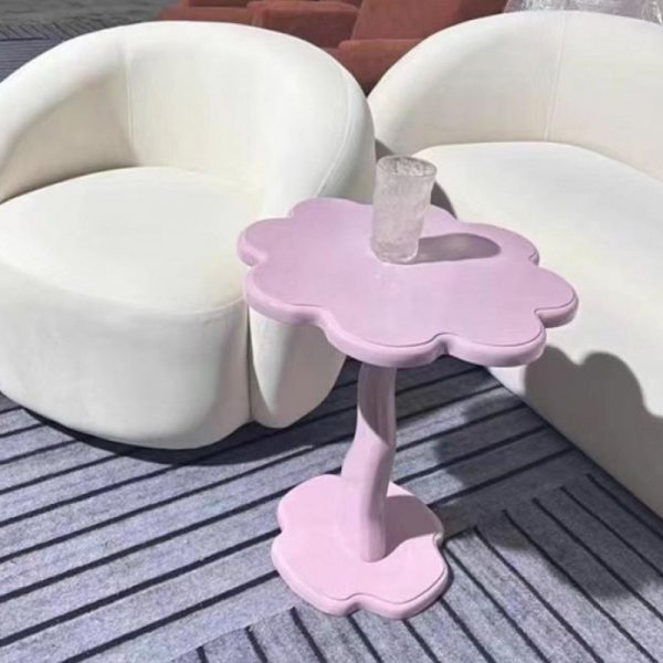 Contemporary Scandinavian Petal Flower Glass Stainless Steel End Table 1-Tier For Living Room - Image 14