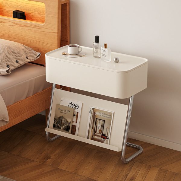 Modern Minimalist Rectangular Stainless Steel Carbon Steel Nightstand 1-Cabinet Swivel For Bedside - Image 11