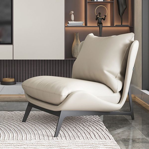 Contemporary Scandinavian Leather Velvet Cotton Latex Carbon Steel Square Accent Chair Backrest Footrest For Living Room - Image 16