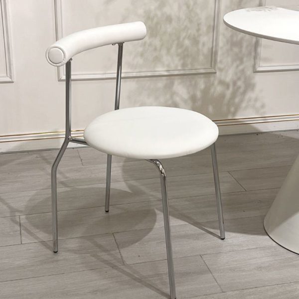 Contemporary Scandinavian Leather Metal Sponge Round Arc Dining Chair Backrest For Dining Room - Image 23