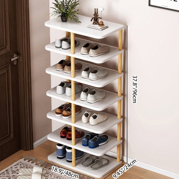 Modern Minimalist Rectangular Cylinder PVC Wood Shoe Storage 6/7 Tier For Entryways - Image 5
