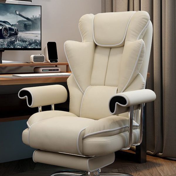 Modern Minimalist Square Microfiber Nano Leather Steel Desk Chair Backrest Arm For Home Office - Image 16