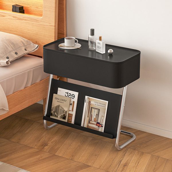 Modern Minimalist Rectangular Stainless Steel Carbon Steel Nightstand 1-Cabinet Swivel For Bedside - Image 12