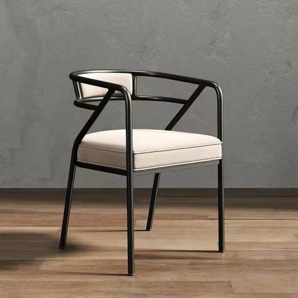 Contemporary Industrial Square Upholstered Suede Fabric Leather Iron Dining Chair Curved Backrest Armrest for Dining Room - Image 21