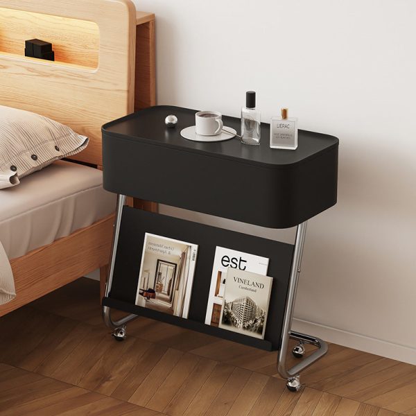 Modern Minimalist Rectangular Stainless Steel Carbon Steel Nightstand 1-Cabinet Swivel For Bedside - Image 13