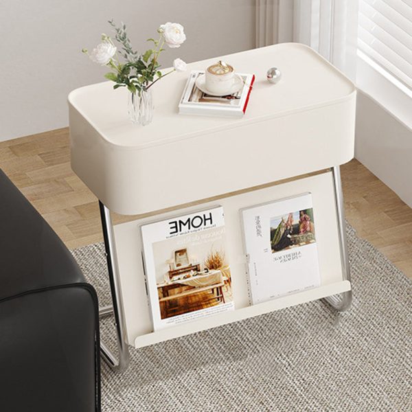 Contemporary Simplicity Rectangular Stainless Steel Side Table 1-Drawer For Living Room - Image 3