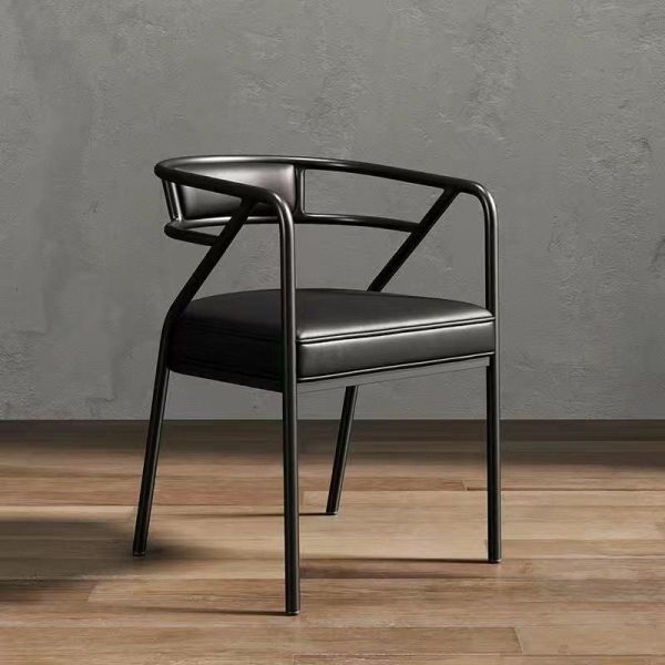 Contemporary Industrial Square Upholstered Suede Fabric Leather Iron Dining Chair Curved Backrest Armrest for Dining Room - Image 22