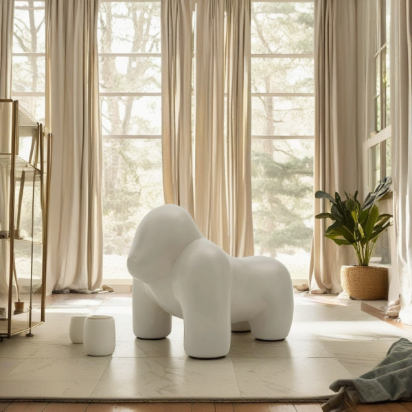 Contemporary Scandinavian Kids PP Plastic Gorilla Leisure Chair Stool Backless For Living Room - Image 2