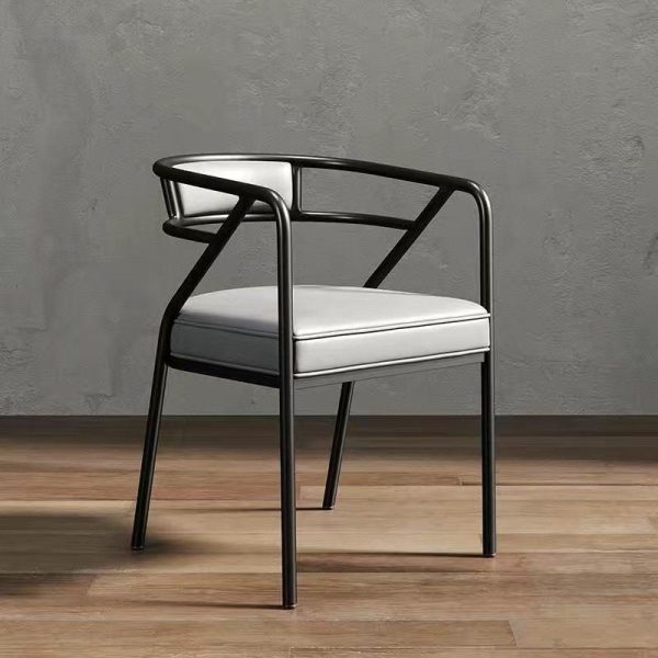 Contemporary Industrial Square Upholstered Suede Fabric Leather Iron Dining Chair Curved Backrest Armrest for Dining Room - Image 23