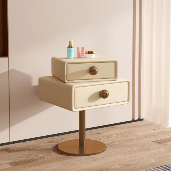 Contemporary Creative Orb Square Rotatable Stackable Wood Steel Nightstand 2-Drawer For Bedroom - Image 21