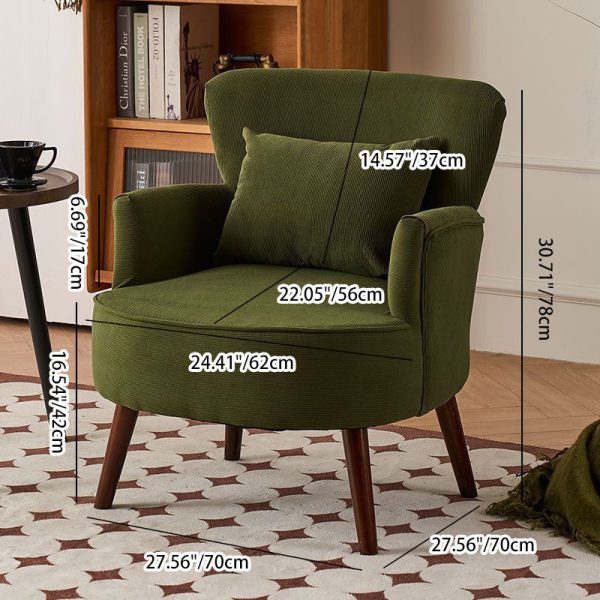 Modern Minimalist Square Trapezoidal Velvet Solid Wood Accent Chair Backrest Arm For Living Room - Image 4