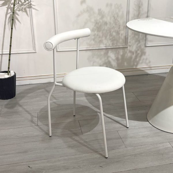 Contemporary Scandinavian Leather Metal Sponge Round Arc Dining Chair Backrest For Dining Room - Image 14