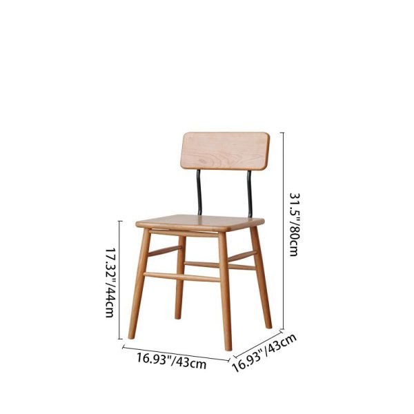 Traditional Vintage Square Cherry Wood Dining Chair Backrest For Dining Room - Image 4