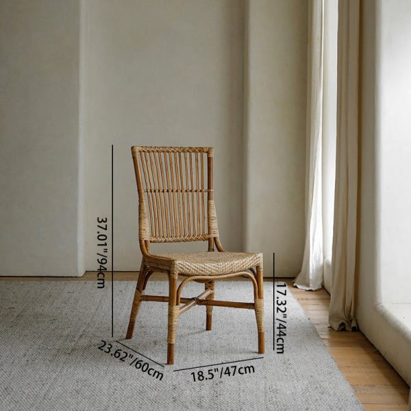 Traditional Chinese Square Wood Weaving Dining Chair Four Legs Backrest Armrest For Dining Room - Image 4