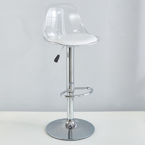 Modern Minimalist Square Round Cylinder Base Metal PET Bar Stool Backrest Footrest For Dining Room - Image 12