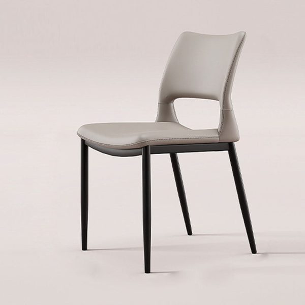 Contemporary Nordic Square Curved Upholstered Hollowed Out Leather Carbon Steel Dining Chair Backrest For Dining Room - Image 16