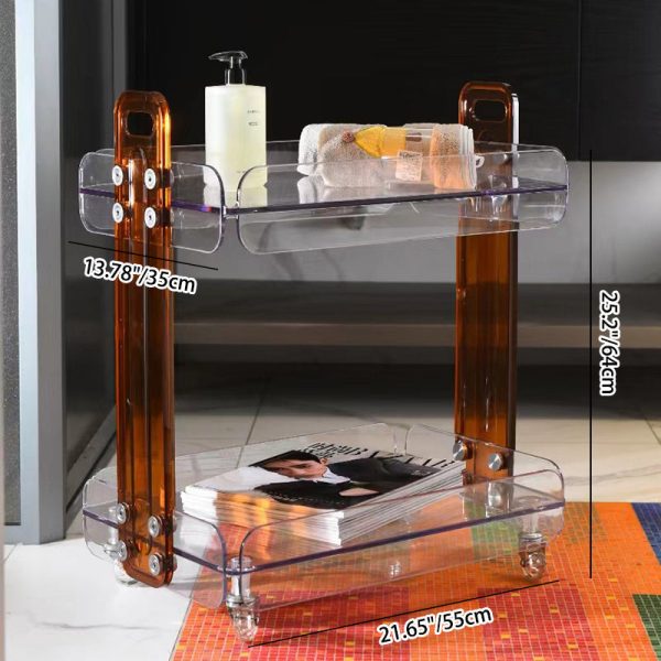 Contemporary Scandinavian Rectangular Acrylic PC End Table 2-Tier For Bedroom - Image 6