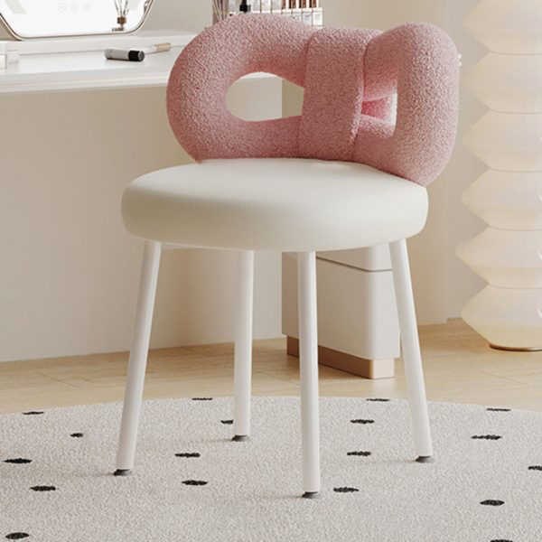 Modern Art Deco Butterfly Knot Round Leather Iron Vanity Stool Backrest Armless For Bedroom - Image 7