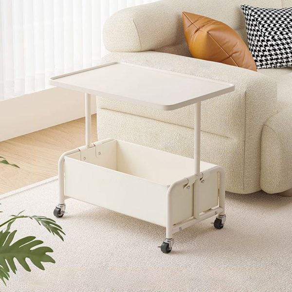Modern Simplicity Tray Top Leather Storage Movable End Table 2-Tier For Living Room - Image 7