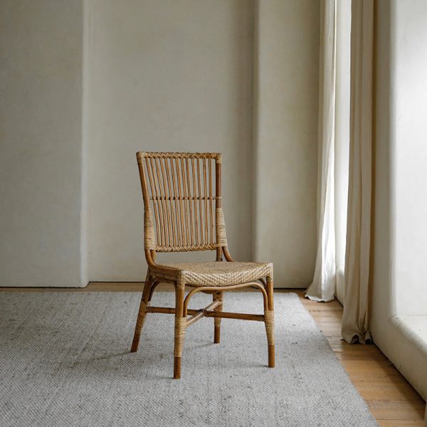 Traditional Chinese Square Wood Weaving Dining Chair Four Legs Backrest Armrest For Dining Room - Image 9