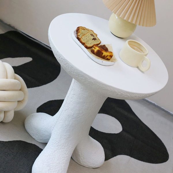 Modern Art Deco Sausage Legs Round Tabletop Magnesium Oxide Side Table 3-Leg For Living Room - Image 9