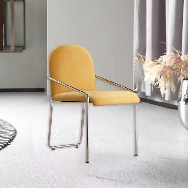 Contemporary Nordic Square Velvet Stainless Steel Chair Backrest Armrest For Living Room - Image 2