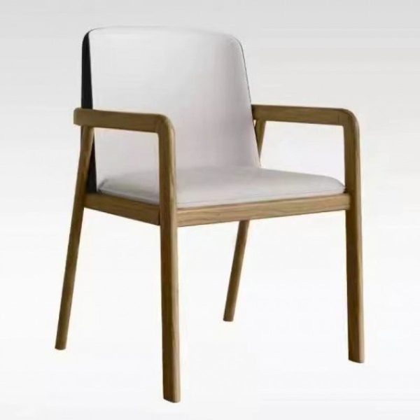 Traditional Chinese Square Ash Wood High Resilience Sponge PU Leather Dining Chair Backrest Armrest For Dining Room - Image 15