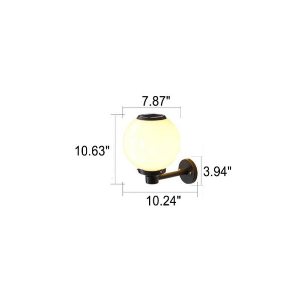 Modern Outdoor Solar Round Ball Waterproof LED Wall Sconce Lamp - Image 6