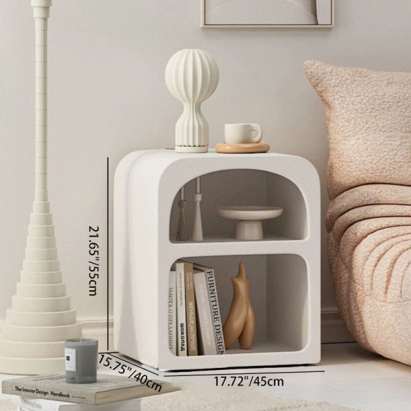Modern Minimalist Round Corner Rectangular Density Panel Nightstand 2-Cabinet For Bedroom - Image 4
