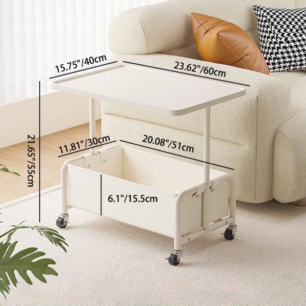 Modern Simplicity Tray Top Leather Storage Movable End Table 2-Tier For Living Room - Image 5