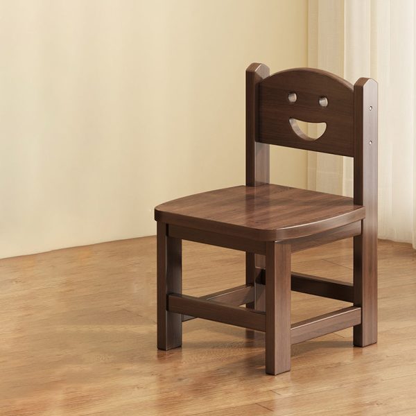 Traditional Vintage Square Smile Wood Curved Frame Dining Chair Backrest Armless For Dining Room - Image 3