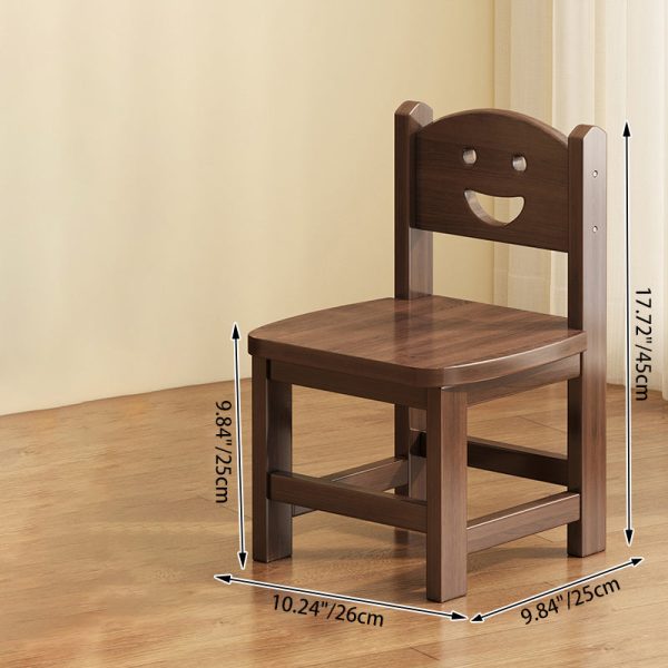 Traditional Vintage Square Smile Wood Curved Frame Dining Chair Backrest Armless For Dining Room - Image 4