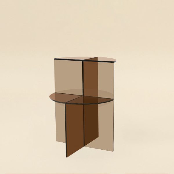 Contemporary Scandinavian Acrylic Semicircle End Table 2-Tier For Living Room - Image 16