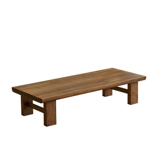 Traditional Japanese Rectangular Tabletop Solid Wood Coffee Table 4-Leg For Living Room - Image 17