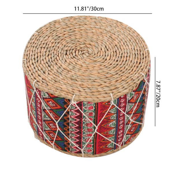 Contemporary Creative Round Cattail Fabric Low Stool For Living Room - Image 4