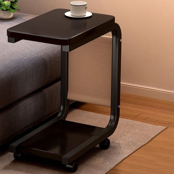 Modern Minimalist Square Tabletop Density Board Metal Side Table 1-Storage For Living Room - Image 11