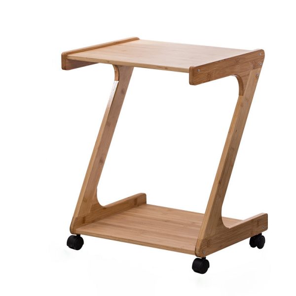 Traditional Vintage Z-Shaped Wood Removable End Table 2-Tier Universal Wheel For Living Room - Image 23